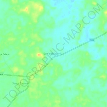 Mapa topográfico Sawai Balwaniya, altitud, relieve