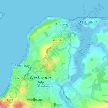 Mapa topográfico Norton Green, altitud, relieve