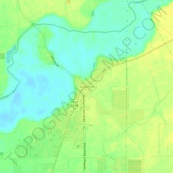Mapa topográfico Lockeford, altitud, relieve