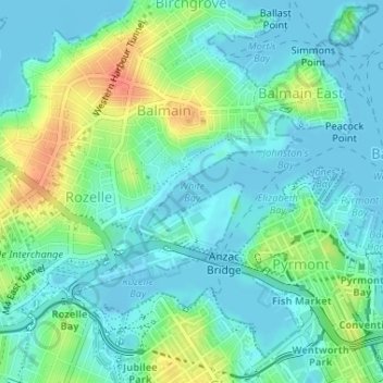 Mapa topográfico White Bay, altitud, relieve