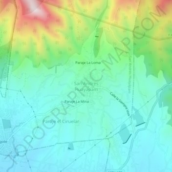 Mapa topográfico San Andrés Huayapam, altitud, relieve
