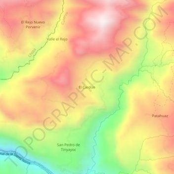 Mapa topográfico El Cardon, altitud, relieve
