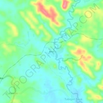 Mapa topográfico Anos, altitud, relieve