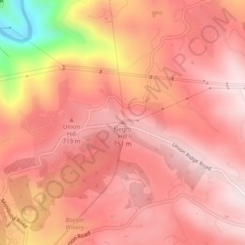 Mapa topográfico Negro Hill, altitud, relieve