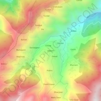 Mapa topográfico Jalgaon, altitud, relieve