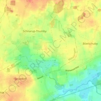Mapa topográfico Schnarup, altitud, relieve