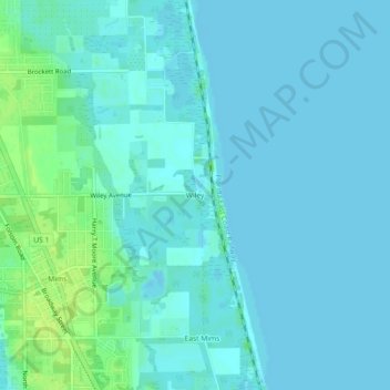 Mapa topográfico Wiley, altitud, relieve