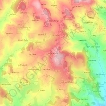 Mapa topográfico La Demi-Lune, altitud, relieve
