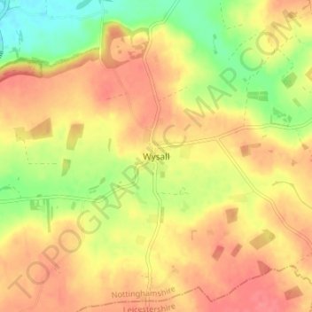 Mapa topográfico Wysall, altitud, relieve