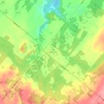 Mapa topográfico Flesherton, altitud, relieve