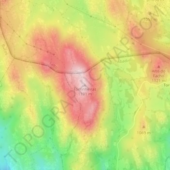 Mapa topográfico Torrinheiras, altitud, relieve