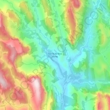 Mapa topográfico Barra da Boa Sorte, altitud, relieve