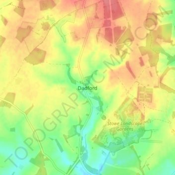 Mapa topográfico Dadford, altitud, relieve