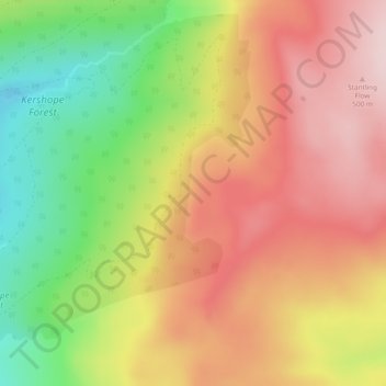 Mapa topográfico Round Crag, altitud, relieve
