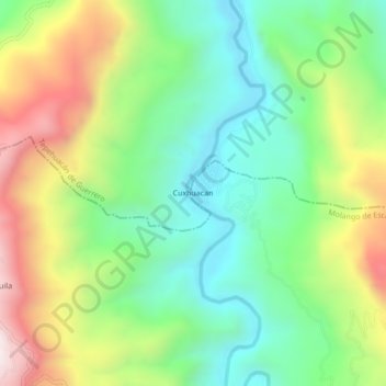 Mapa topográfico Cuxhuacan, altitud, relieve