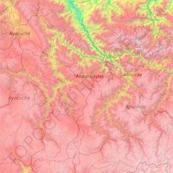 Mapa topográfico Provincia de Andahuaylas, altitud, relieve
