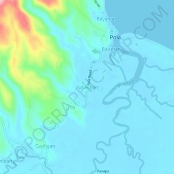 Mapa topográfico Panikihan, altitud, relieve