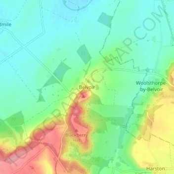 Mapa topográfico Belvoir, altitud, relieve