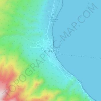 Mapa topográfico Puerto Balleto, altitud, relieve