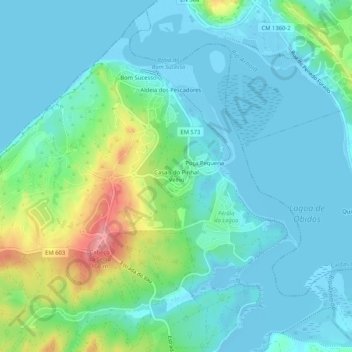 Mapa topográfico Casais do Pinhal Velho, altitud, relieve