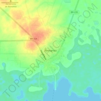 Mapa topográfico Remanso, altitud, relieve