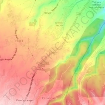 Mapa topográfico Lumil, altitud, relieve