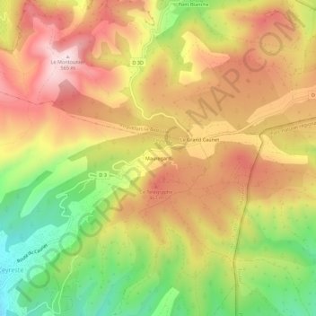 Mapa topográfico Mauregard, altitud, relieve