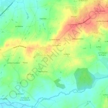 Mapa topográfico Le Recoignot, altitud, relieve
