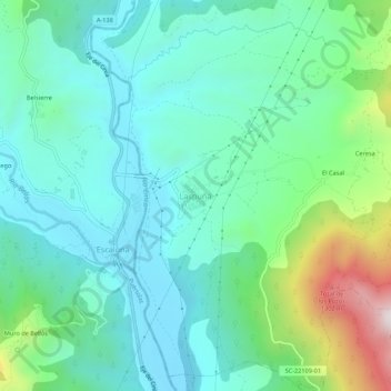 Mapa topográfico Laspuña, altitud, relieve