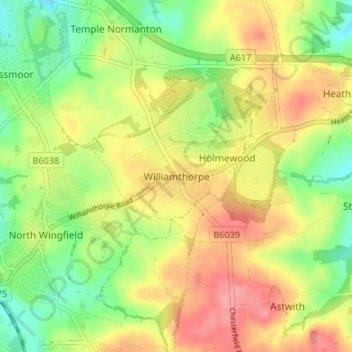 Mapa topográfico Williamthorpe, altitud, relieve