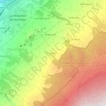 Mapa topográfico La Vica, altitud, relieve
