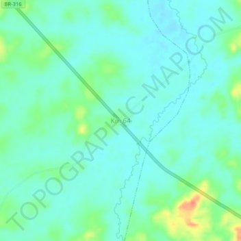 Mapa topográfico Km 64, altitud, relieve