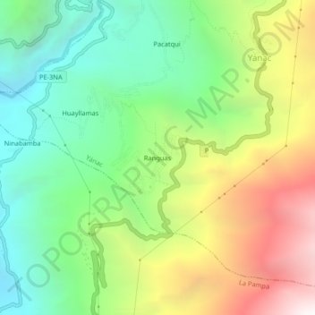 Mapa topográfico Ranguas, altitud, relieve