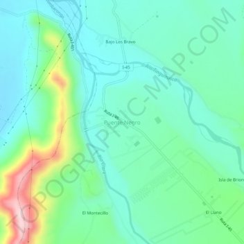 Mapa topográfico Puente Negro, altitud, relieve
