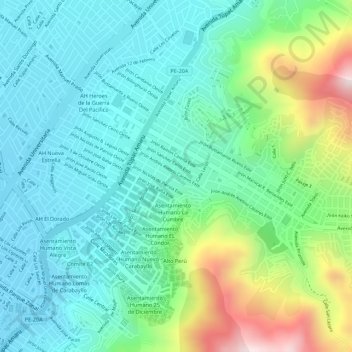 Mapa topográfico 4N, altitud, relieve