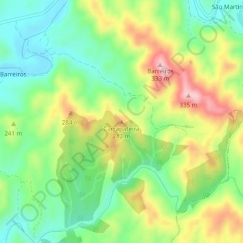 Mapa topográfico Carrapateira, altitud, relieve