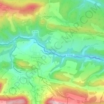 Mapa topográfico Les Forges, altitud, relieve