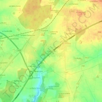 Mapa topográfico L'Autoroute, altitud, relieve