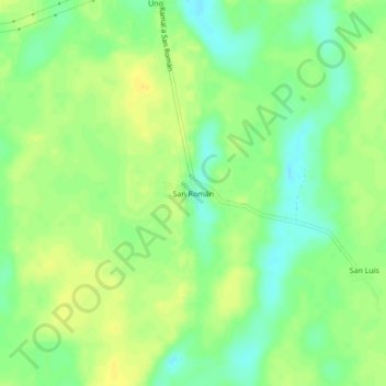 Mapa topográfico San Román, altitud, relieve