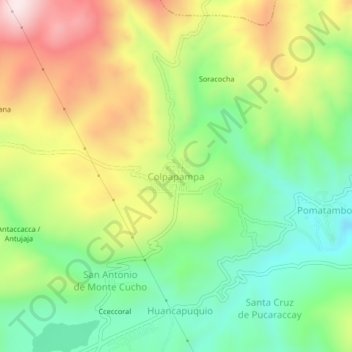 Mapa topográfico Colpapampa, altitud, relieve