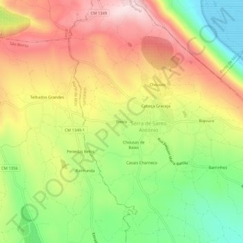 Mapa topográfico Freira, altitud, relieve