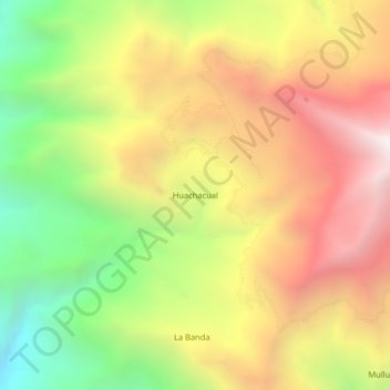 Mapa topográfico Huachacual, altitud, relieve