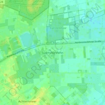 Mapa topográfico Südmoslesfehn, altitud, relieve