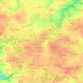 Mapa topográfico Keromnes, altitud, relieve