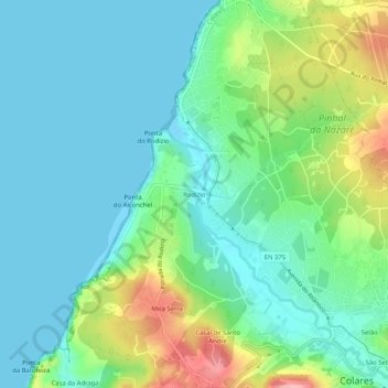 Mapa topográfico Rodízio, altitud, relieve