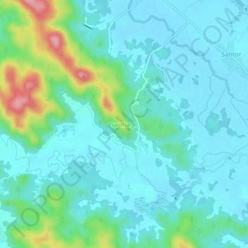 Mapa topográfico Santiago, altitud, relieve