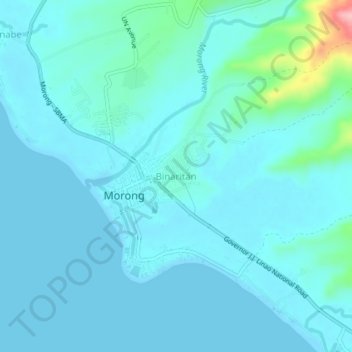 Mapa topográfico Binaritan, altitud, relieve
