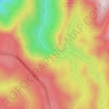 Mapa topográfico Black Perry, altitud, relieve