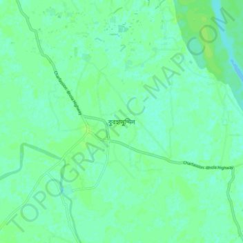 Mapa topográfico Burhanuddin, altitud, relieve