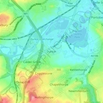 Mapa topográfico Durkar, altitud, relieve